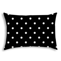 14&quot; X 20&quot; Black And White Blown Seam Polka Dots Lumbar Indoor Outdoor Pillow - £60.02 GBP
