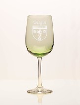 Bergin Irish Coat of Arms Green Wine Glass - £54.15 GBP