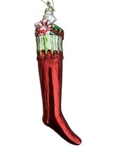 Midwest Hand blown glass Loaded Stocking Christmas Ornament Red 8in - £8.07 GBP