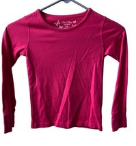 Faded Glory T Shirt Girls Size M 7/8 Pink Long Sleeved Round Neck - $3.19