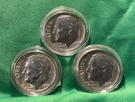 3 Silver Roosevelt Dimes, 1962/1963/1964-Brilliant - £10.94 GBP