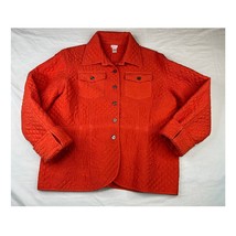 Kiko Jacket Womens Large Orange 100% Silk Coat Quilted Casual Comfy Work... - $32.41