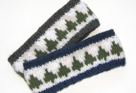 headband with fir tree pattern, soft alpaca-wool headband unisex winter ... - £15.83 GBP+