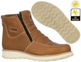 Mens Honey Brown Work Boots Leather Slip Resistant Shock Absorbing Botas Trabajo - £52.76 GBP