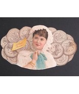 Early Silver Queen Cigar Advertising Label Trimmed Woman in White w/ Coi... - $14.99