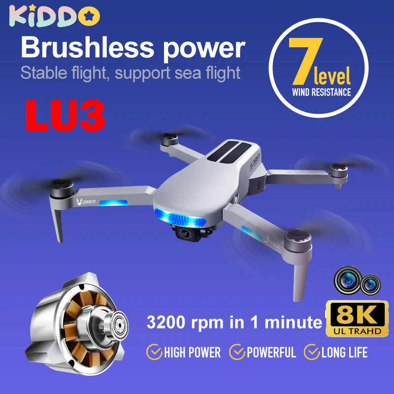 2023 LU3 Drone 8K Professional GPS HD Dual Camera Max Quadcopter 5G Wifi F - £91.90 GBP+