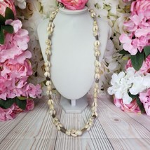 Natural Cowrie Puka Sea Shell Statement Necklace Cowry Shell Lei 37&quot; Long - $16.95