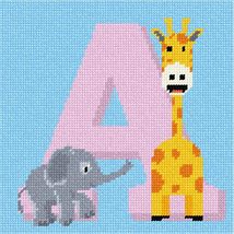 Pepita needlepoint canvas: Letter A Baby Animals, 7&quot; x 7&quot; - £37.37 GBP+