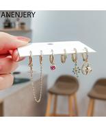 ANENJERY 6 pieces/set Silver Color Star Hoop Earrings for Women Colored ... - £14.52 GBP