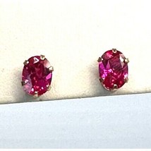 Yellow Gold And LAB-CREATED Ruby Stud Earrings Sky - $191.76