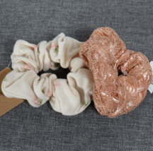 Set Of Two Women&#39;s Hair Scrunchies Blush Lace &amp; Brandy Melville Floral - £15.45 GBP