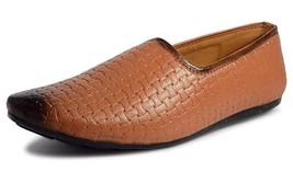 Mens Punjabi Jutti ethnic Mojari Cushioned flats Shoes US size 7-11 Tan CNE - $32.12