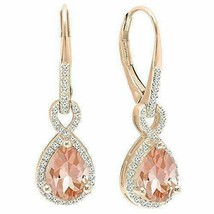 1Ct Pear Cut Morganite Wedding Drop Dangle Earrings 14k Rose Gold Plated - £56.54 GBP