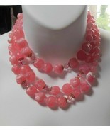 Vintage Triple Strand Soft Pink Bead Necklace Estate Find - $54.45