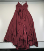 Jenny Yoo Farrah Bridesmaid Dress Womens 4 Burgundy Red Wine Spaghetti S... - £67.06 GBP