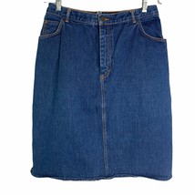Vintage 80s Gitano Denim Skirt M Dark Wash Jean Pockets Button Zip - £22.20 GBP