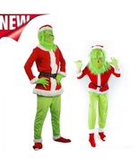  Christmas Santa Costume Suit, Green Big Monster Cosplay Costume Adult  - £46.31 GBP