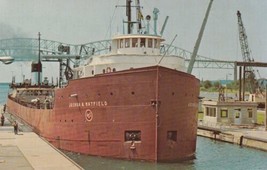 Sault Ste Marie Michigan MacArthur Lock The Joshua A Hatfield Ship Postcard D05 - £2.33 GBP