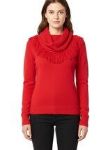 CHARTER CLUB Women Petite Textured With Detachable Scarf Jewel Neck Swea... - $24.74