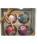 Christian Siriano Christmas Peacock Red Teal Gem Glitter Glass Ornaments... - €31,80 EUR