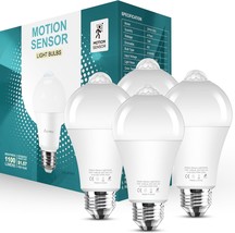Motion Sensor Light Bulbs Dusk To Dawn 13W 100W Equivalent 1100Lm, 4 Pack - $32.92