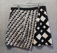 Peter Pilotto Womens Asymmetrical Faux Wrap Skirt Blk Wht Size 12 W32&quot; Zipper - £16.17 GBP