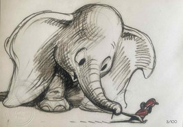 Fine art giclée of classid Disney art: Tails of Friendship featuring Dumbo - $75.00