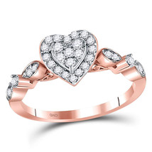 14kt Rose Gold Womens Round Diamond Heart Cluster Ring 1/3 Cttw - £437.64 GBP