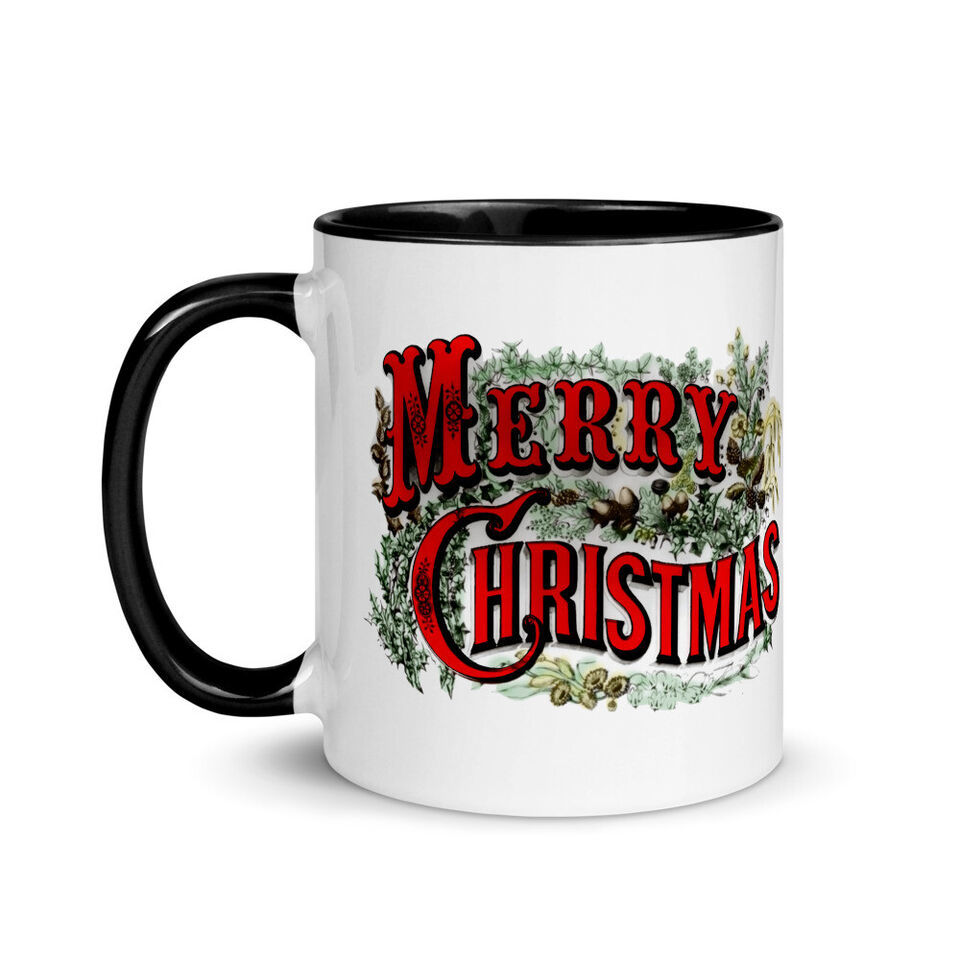 Merry Christmas Vintage Victorian Coffee Tea Hot Beverage Mug (4 Colors) - $18.99