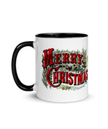 Merry Christmas Vintage Victorian Coffee Tea Hot Beverage Mug (4 Colors) - £14.22 GBP