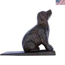 Handcrafted Cast Iron Dog Door Stopper - 5 lbs Antique Brown Decor - $56.00