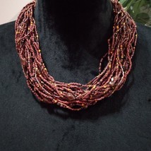 Womens Boho Style Multi Strand Brown Beaded Collar Necklace with Lobster Clasp - £23.74 GBP