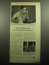 1958 Bell Telephone System Ad - This telephone girl is a big help to businesses - $18.49