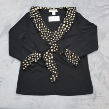 Donna Toran Shirt Womens S Black V Neck Ruffled Quarter Sleeve Pullover Top - £18.18 GBP