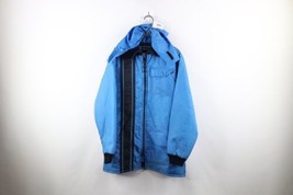 Vintage 70s Streetwear Mens Medium Striped Hooded Snowmobile Winter Jacket USA - £47.03 GBP