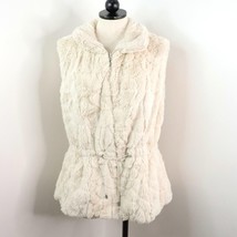 Dressbarn Women&#39;s L Reversible Cream Sleeveless Insulated Faux Fur Puffer Vest - £16.92 GBP