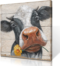 Rustic Cow Pictures Wall Decor: Farmhouse Cow Canvas Wall Art Farm Animal Cow wi - £27.01 GBP