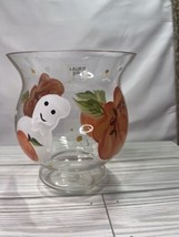 Laurie Gates Halloween Pumpkin Ghost Hand Painted 5.5in Glass Vase - $15.90