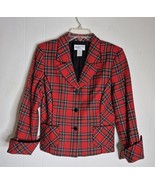 Pendleton Women&#39;s Blazer Size 6 Royal Stewart Plaid Tartan Red Wool - $510.12 MXN
