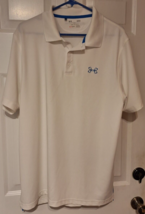 Under Armour Polo Shirt Mens Sz L Solid White Short Sleeve Loose Adult Heatgear - $17.46