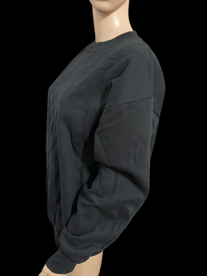 Vintage Durham Knitting Mills Crew Sweatshirt Blank Black USA Adult Large 1980s Item image 3