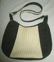T R BENTLY beige weave on canvas shoulder bag - stylized, medium - $5.00