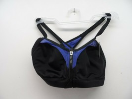 Adore Me Women&#39;s Wirefree Front Zipper Sports Bra 0207 Black Blue Size XS - £7.49 GBP