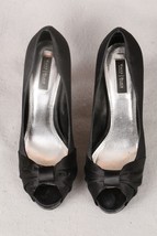 White House Black Market &quot; Ray &quot; 8M Black Heels Shoes Bow Evening Peek T... - $16.56