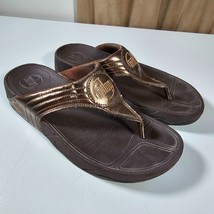 Fitflop Sandals Womens 10 Brown Slip On Thong Logo - $29.65