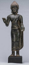 Ancien Thai Style Dvaravati Bronze Debout Prédication Bouddha Statue 55c... - $781.86