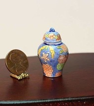 Dollhouse Miniature Blue Ginger Jar with Lid - £3.08 GBP