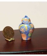 Dollhouse Miniature Blue Ginger Jar with Lid - $3.92