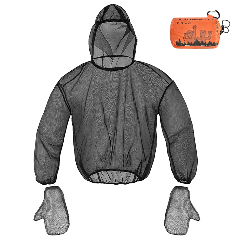 TOMSHOO Outdoor Camping Hooded Bug Jacket and Mitts Set Ultralight Anti-mosquito - £16.57 GBP+