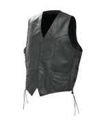 Buffalo Leather Vest 4 Pockets Laced Sides Rocky Mountain Hides - £37.23 GBP